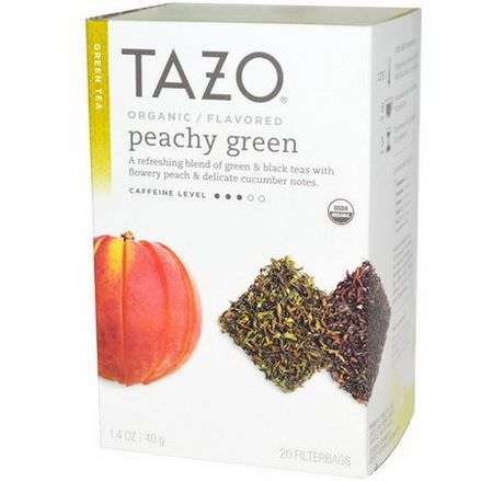 Tazo Teas, Organic, Green Tea, Peachy Green Flavored, 20 Filterbags 40g