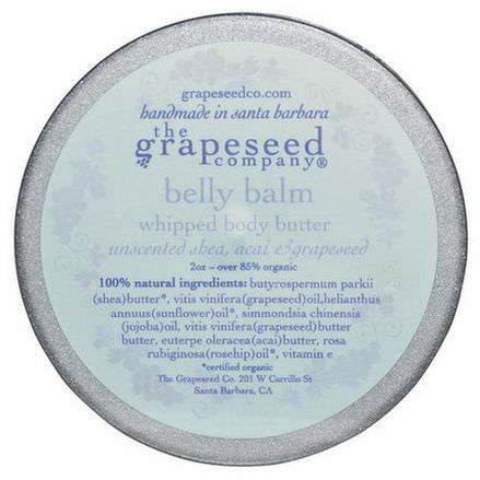 The Grapeseed Company Santa Barbara, Whipped Body Butter, Belly Balm, Unscented, 2 oz