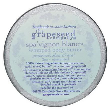 The Grapeseed Company Santa Barbara, Whipped Body Butter, Spa'Vignon Blanc, Unscented, 2 oz