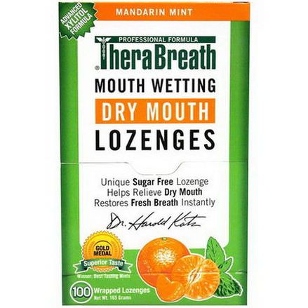 TheraBreath, Mouth Wetting Fresh Breath Lozenges, Mandarin Mint, 100 Wrapped Lozenges, 165g