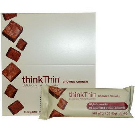 ThinkThin, Brownie Crunch, 10 Bars, 60g Each