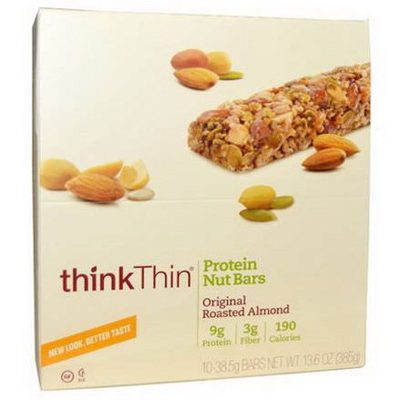 ThinkThin, Protein Nut Bars, Original Roasted Almond, 10 Bars, 38.5g Each