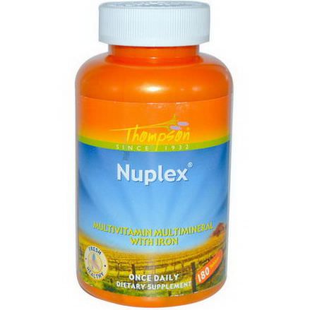 Thompson, Nuplex, Multivitamin Multimineral with Iron, 180 Tablets