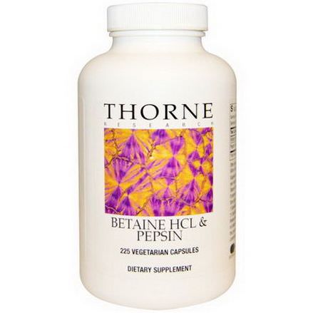 Thorne Research, Betaine HCL&Pepsin, 225 Veggie Caps