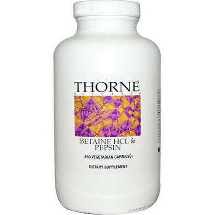 Thorne Research, Betaine HCL&Pepsin, 450 Veggie Caps