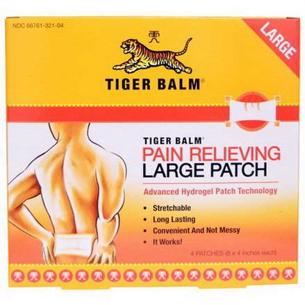 Tiger Balm, Pain Relieving Patch, Large 8 x 4 in. Each