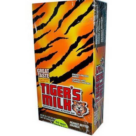 Tiger's Milk Bars, American's Original Nutrition Bar, Peanut Butter Crunch, 24 Bars 35g Each