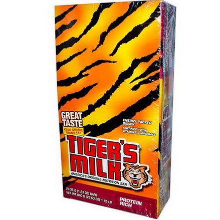 Tiger's Milk Bars, American's Original Nutrition Bar, Protein Rich, 24 Bars 35g Each