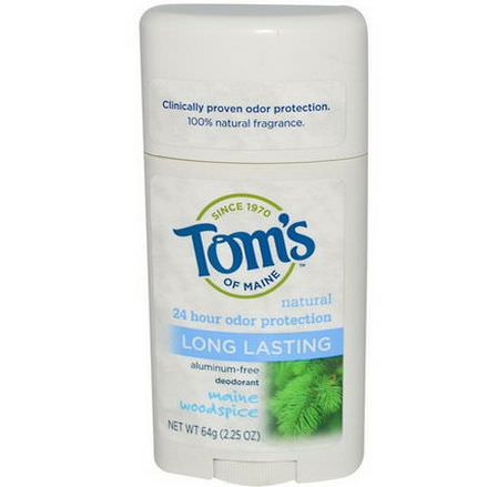 Tom's of Maine, Aluminum-Free Deodorant, Long Lasting, Main Woodspice 64g