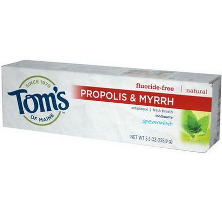 Tom's of Maine, Fluoride-Free Propolis&Myrrh Toothpaste, Spearmint 155.9g