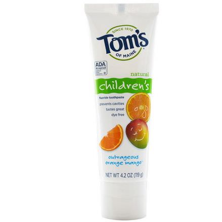 Tom's of Maine, Natural Children's Fluoride Toothpaste, Outrageous Orange Mango 119g