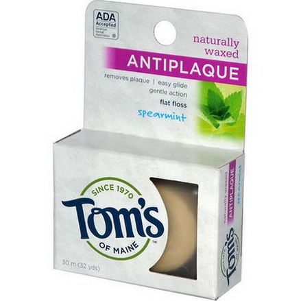 Tom's of Maine, Naturally Waxed Antiplaque Flat Floss, Spearmint 32 yds