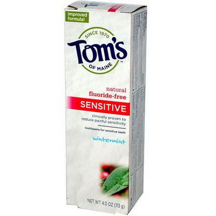Tom's of Maine, Sensitive Toothpaste, Fluoride-Free, Wintermint 113g