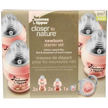 Tommee Tippee, Close to Nature, Newborn Starter Set, Slow Flow, Pink and Flowers, 5 Piece Set