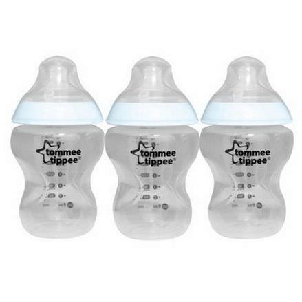 Tommee Tippee, Closer to Nature, 3x Baby Bottles, Slow Flow, 0m+, 3 Bottles 260ml Each