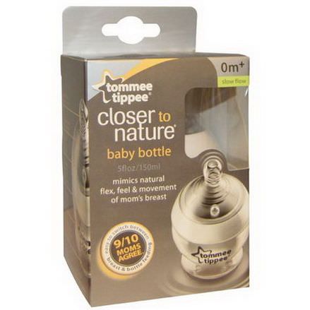 Tommee Tippee, Closer to Nature Baby Bottle, Slow Flow, 0 Months+, 1 Bottle 150ml
