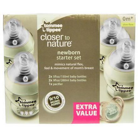 Tommee Tippee, Closer to Nature, Newborn Starter Set, Slow Flow, Mint Green and Animals, 5 Piece Set