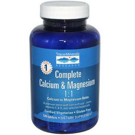 Trace Minerals Research, Complete Calcium&Magnesium, 120 Tablets