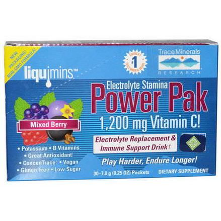Trace Minerals Research, Electrolyte Stamina Power Pak, Mixed Berry, 1200mg, 30 Packets 7.0g