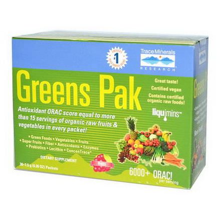 Trace Minerals Research, Greens Pak, Berry, 30 Packets 7.5g Each