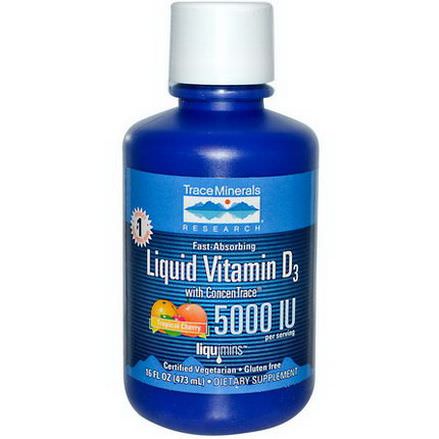 Trace Minerals Research, Liquid Vitamin D3, Tropical Cherry, 5000 IU 473ml