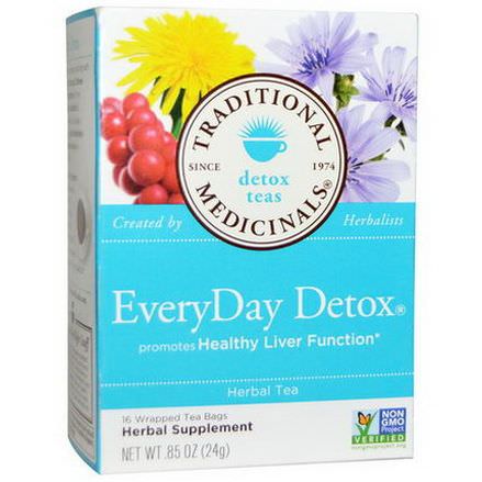 Traditional Medicinals, Detox Teas, EveryDay Detox, Herbal Tea, 16 Wrapped Tea Bags 24g
