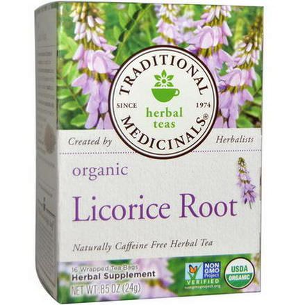 Traditional Medicinals, Herbal Teas, Organic Licorice Root, Caffeine Free, 16 Wrapped Tea Bags 24g