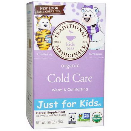 Traditional Medicinals, Just for Kids, Organic Cold Care, Herbal Tea, Caffeine Free, 18 Tea Bags 27g