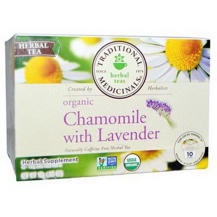 Traditional Medicinals, Organic Chamomile with Lavender, Naturally Caffeine Free Herbal Tea, 10 Cups 1.6g Each