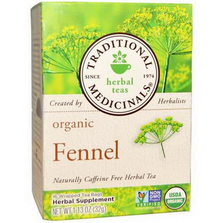 Traditional Medicinals, Organic Fennel Tea, Caffeine Free, 16 Wrapped Tea Bags 32g