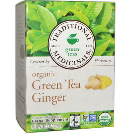 Traditional Medicinals, Organic Green Tea Ginger, 16 Wrapped Tea Bags 24g