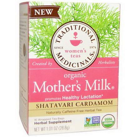 Traditional Medicinals, Organic Mother's Milk, Shatavari Cardamom, Caffeine Free, 16 Wrapped Tea Bags 1.8g Each