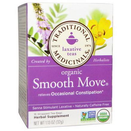 Traditional Medicinals, Organic Smooth Move, Senna Stimulant Laxative, Caffeine Free, 16 Wrapped Tea Bags 32g