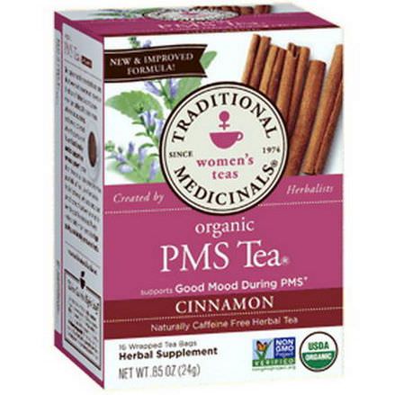 Traditional Medicinals, Women's Teas, Organic PMS Tea, Cinnamon, 16 Wrapped Tea Bags 24g