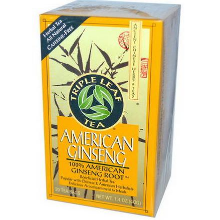 Triple Leaf Tea, American Ginseng, Caffeine-Free, 20 Tea Bags 40g