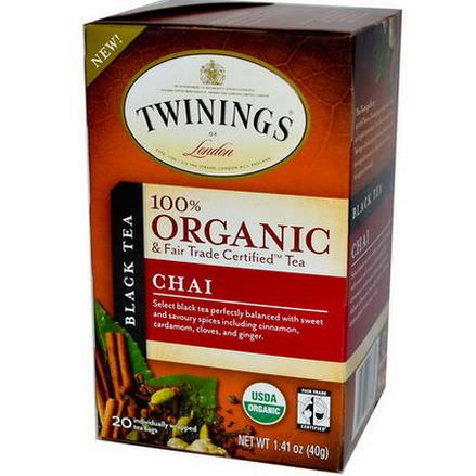 Twinings, 100% Organic Black Tea, Chai, 20 Tea Bags 40g