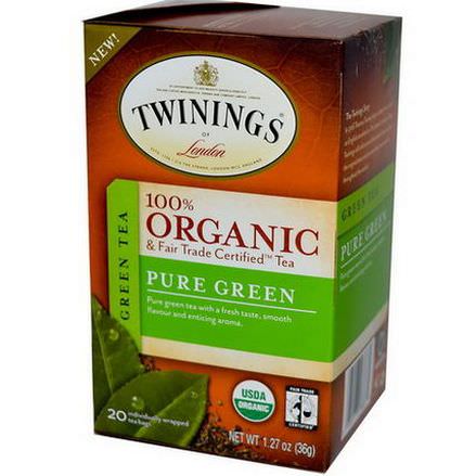 Twinings, 100% Organic Green Tea, Pure Green, 20 Tea Bags 36g
