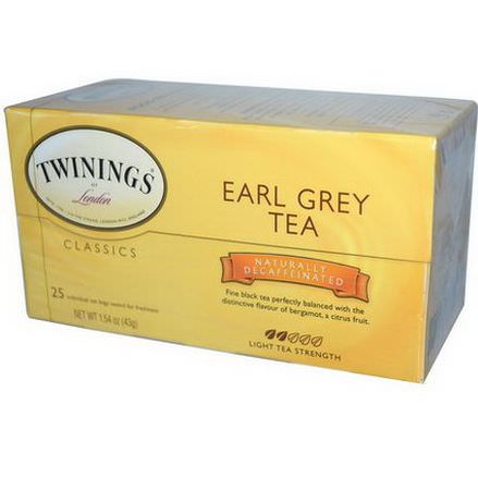 Twinings, Classics, Earl Grey, Decaffeinated, 25 Tea Bags 43g