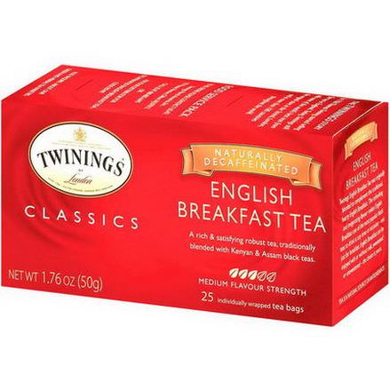 Twinings, Classics, English Breakfast Tea, Decaffeinated, 25 Tea Bags 50g