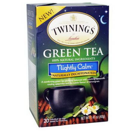 Twinings, Green Tea, Nightly Calm, Naturally Decaffeinated, 20 Tea Bags 40g