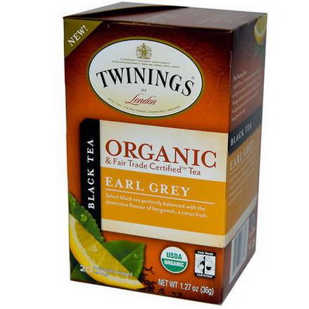 Twinings, Organic Black Tea, Earl Grey, 20 Tea Bags 36g