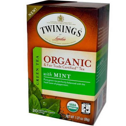 Twinings, Organic Green Tea with Mint, 20 Tea Bags 36g