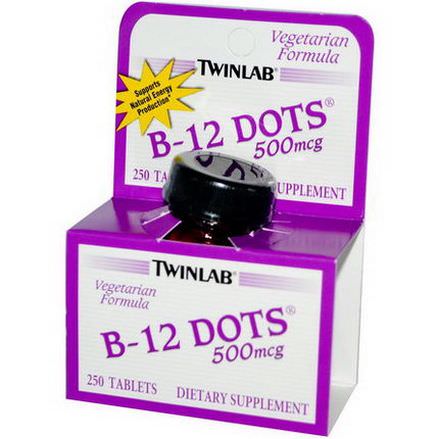 Twinlab, B-12 Dots, 500mcg, 250 Tablets
