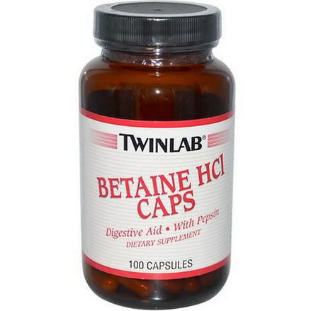 Twinlab, Betaine HCL Caps, 100 Capsules