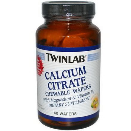 Twinlab, Calcium Citrate Chewable Wafers, Citrus, 60 Wafers