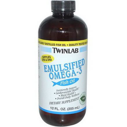 Twinlab, Emulsified Omega-3 Fish Oil, Mint 355ml