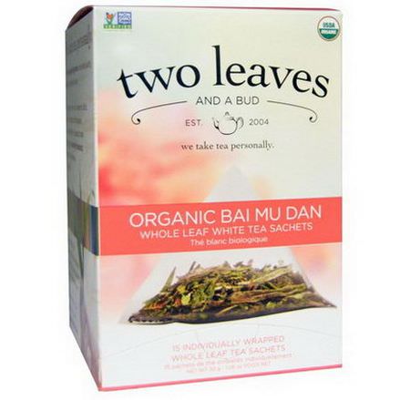 Two Leaves and a Bud, Organic Bai Mu Dan, Whole Leaf White Tea, 15 Sachets 30g