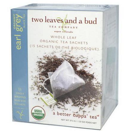 Two Leaves and a Bud, Organic Earl Grey Black Tea, 15 Sachets 37.5g