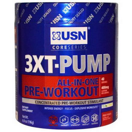 USN, 3XT- Pump, All-In-One Pre-Workout, Fruit Punch 196g