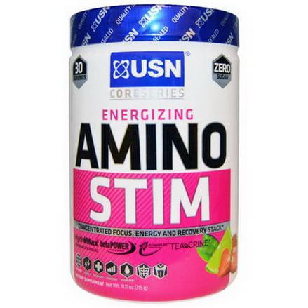 USN, Amino Stim, Focus, Energy and Recovery Stack, Strawberry Limeade Flavor 315g